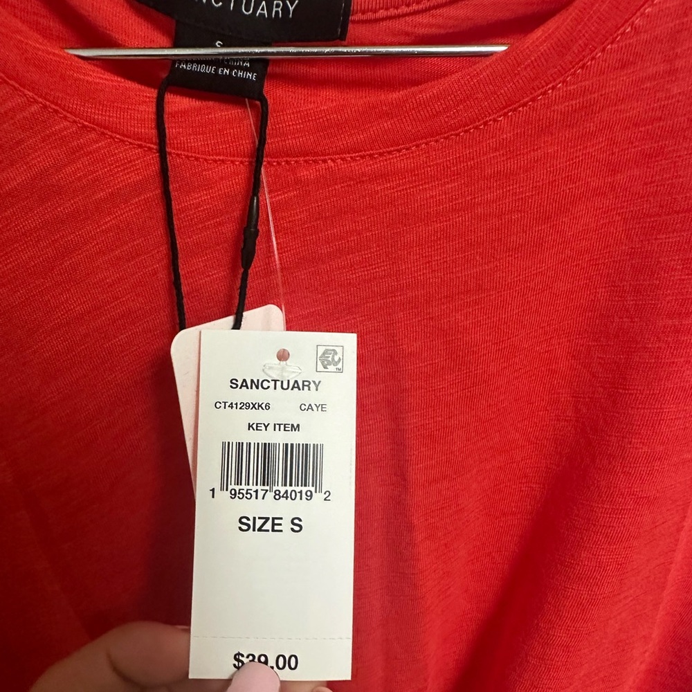 Sanctuary Knotted Muscle Tee Cayenne Size Small - Picture 8 of 9